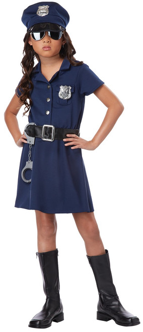 Navy Blue Police Officer Girl Child Halloween Costume - Small - IMAGE 1