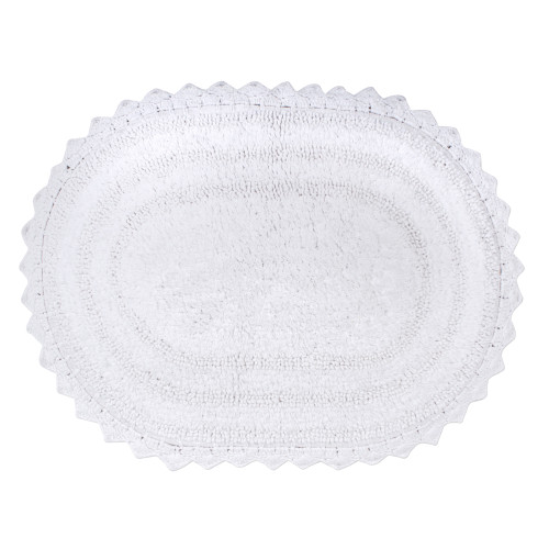 21" x 34" White Large Oval Home and Bathroom Essentials Cotton Bath Mat - IMAGE 1