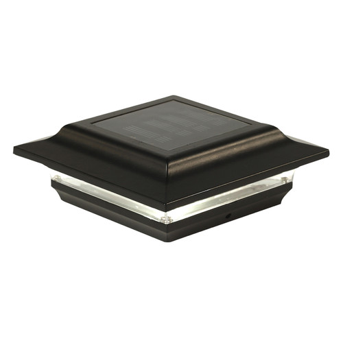 Set of 2 Black and Clear Solar Powered Imperial Post Caps for 5x5 Fence Post - IMAGE 1