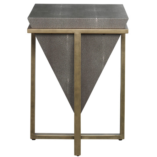 25.25" Gray and Gold Modern Style Upside Down Pyramid Shaped Accent Table - IMAGE 1