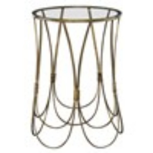22" Clear and Gold Contemporary Round Top Accent Table - IMAGE 1