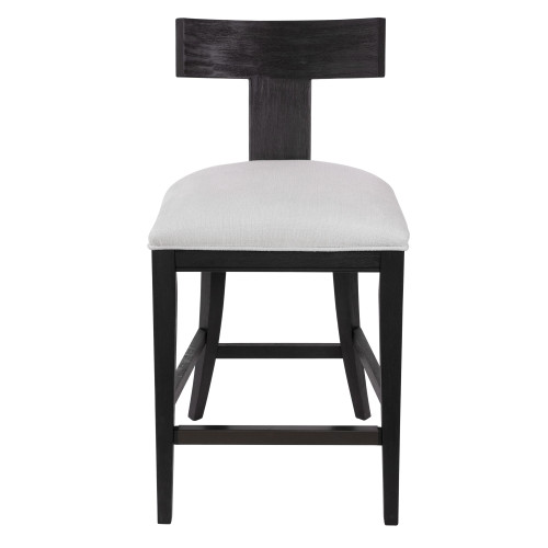 38" Black and White Curved Counter Stool - IMAGE 1