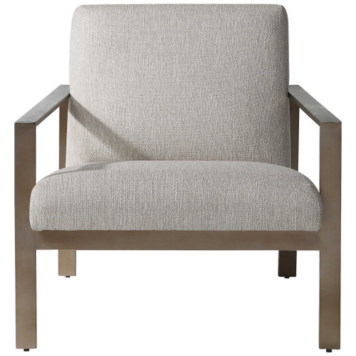 31" Brown and Beige Contemporary Accent Chair - IMAGE 1
