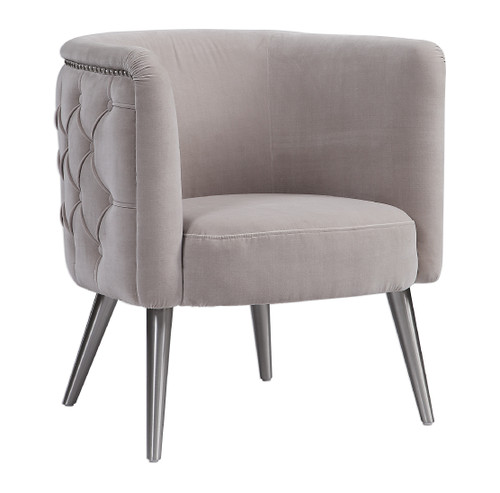 31" Haider Diamond Tufted Half Barrel Accent Chair with Nailhead Trim - IMAGE 1