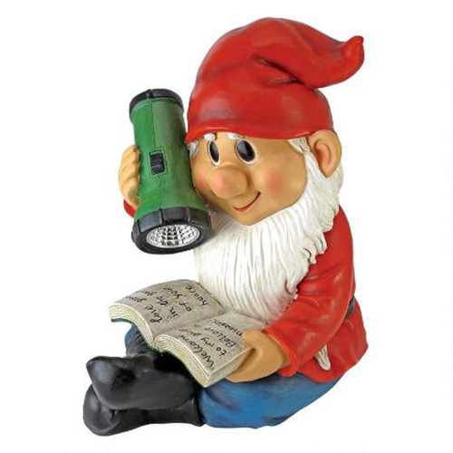 9.5" Light Flashing Gnome Hand Painted Outdoor Garden Statue - IMAGE 1