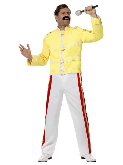 41" Yellow and White Queen Freddie Mercury Party Men Adult Halloween Costume - Large - IMAGE 1