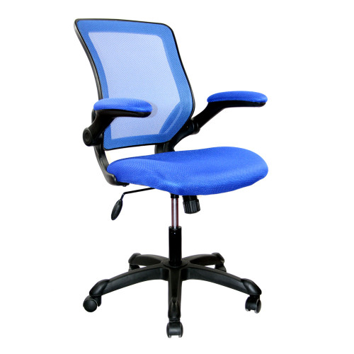 3' Blue and Black Contemporary Mesh Task Office Chair with Flip Up Arms - IMAGE 1
