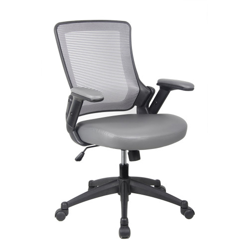 34" Gray and Black Mid-Back Mesh Task Office Chair with Height Adjustable Arms - IMAGE 1