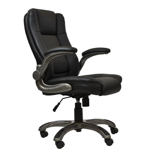 3.5' Solid Black Medium Back Executive Office Chair with Flip-up Arms - IMAGE 1