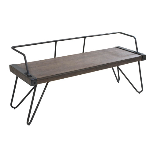 51.25” Dark Walnut Brown and Vintage Black Wooden Bench - IMAGE 1