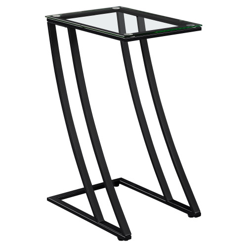 24" Black and Clear Contemporary Z-Shaped Rectangular Accent End Table - IMAGE 1