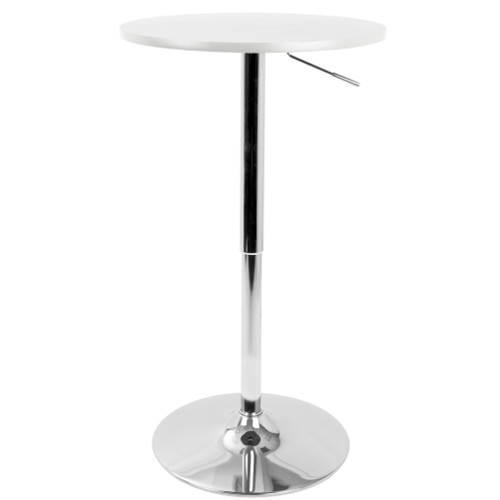 41" White Wood and Silver Stand Adjustable Contemporary Bar Table - IMAGE 1