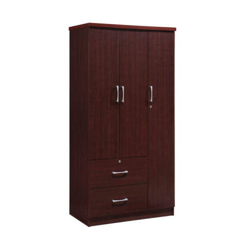 72" Brown 2 Drawers and 3 Shelves with 3 Doors Armoire - IMAGE 1
