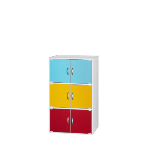 40.75" Blue and Yellow Multi-Purpose Bookcase with Doors - IMAGE 1