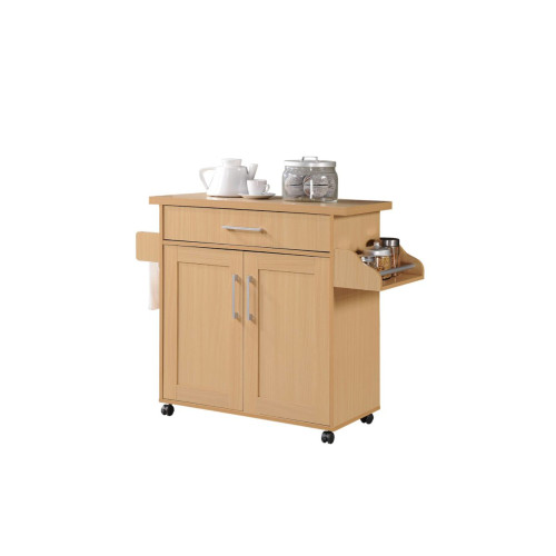 43.5" Beige Solid Kitchen Island with Spice Rack - IMAGE 1