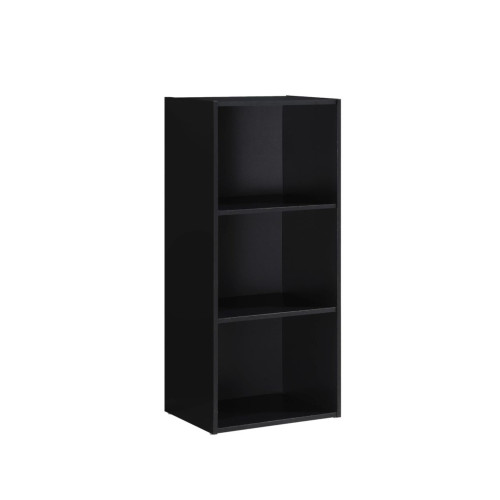 35.5" Black Contemporary 3 Shelves Rectangular Bookcase - IMAGE 1