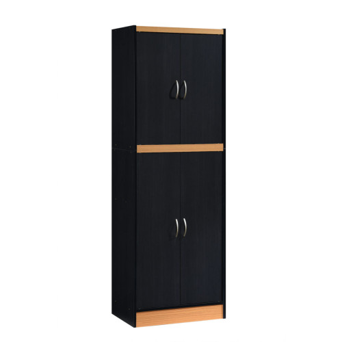 71.5" Black and Beige Kitchen Pantry with Shelves and Compartments - IMAGE 1