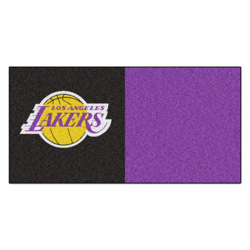 20pc Black and Purple NBA Los Angeles Lakers Team Carpet Tile Set 18" x 18" - IMAGE 1