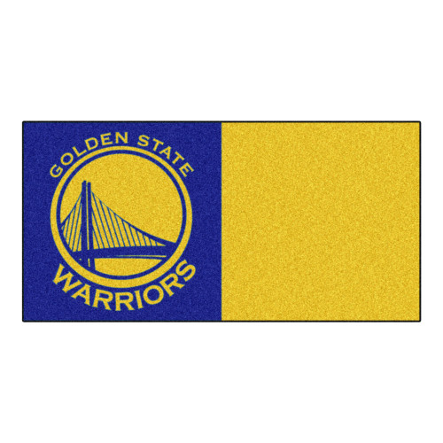 20pc Blue and Yellow NBA Golden State Warriors Team Carpet Tile Set 18" x 18" - IMAGE 1