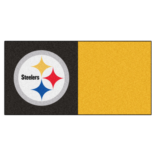 20pc Black and Gold NFL Pittsburgh Steelers Team Carpet Tile Set 18" x 18" - IMAGE 1