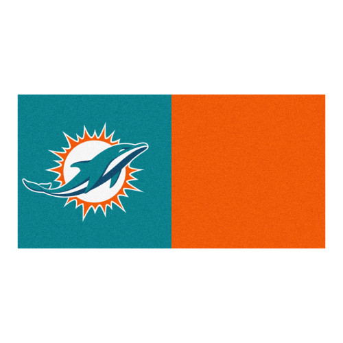 20pc Aqua Blue and Orange NFL Miami Dolphins Team Carpet Tile Set 18" x 18" - IMAGE 1