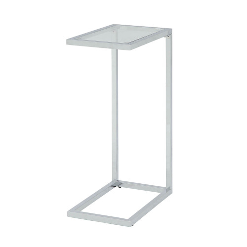 25.25" Silver Computer Tray Table with Rectangular Glass Top - IMAGE 1