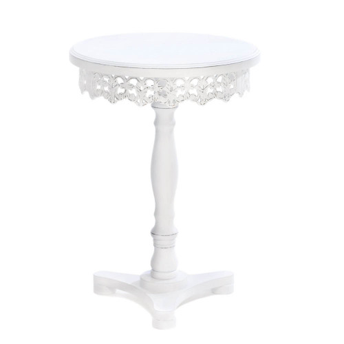 19.25" White Contemporary Flourish Pedestal Table - IMAGE 1