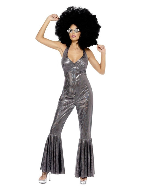 49" Silver and Gray1960's Style Disco Diva Women Adult Halloween Costume - Medium - IMAGE 1