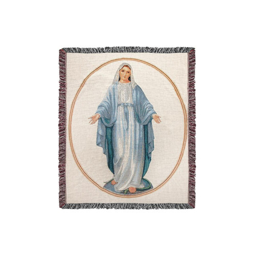 Inspirational Virgin Mary Art Design Tapestry Throw Blanket 50” x 60” - IMAGE 1