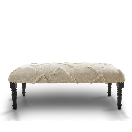 47" Cream Over Tufted Rectangular Bench with Wooden Legs - IMAGE 1