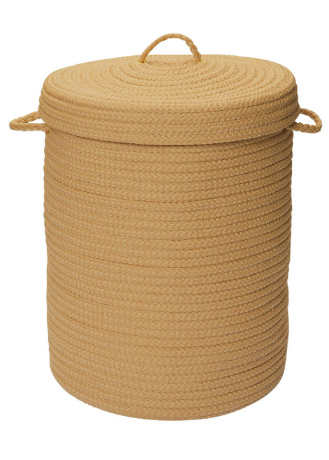 24" Gold Handmade Braided Hamper With Lid - IMAGE 1