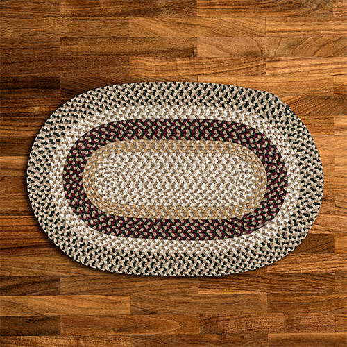 17" Acre Green and White Traditional Style Oval Area Throw Rug Sample - IMAGE 1
