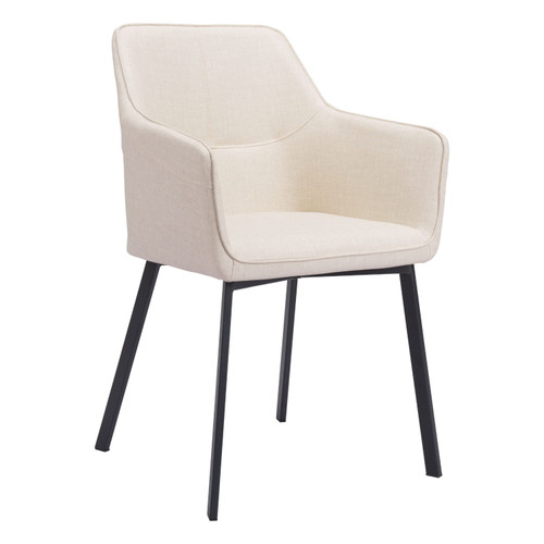 35" Beige and Black Upholstered Dining Chair - IMAGE 1