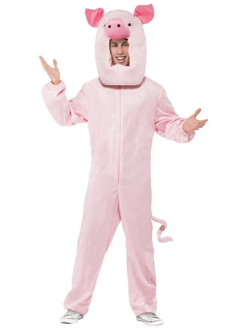 44" Pink and White Pig Unisex Adult Halloween Costume - One Size - IMAGE 1