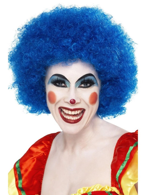 26" Blue Crazy Clown Unisex Adult Halloween Wig Costume Accessory - One Size - IMAGE 1