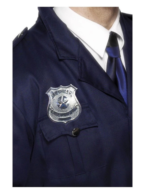 19" Silver Police Unisex Adult Halloween Badge Costume Accessory - One Size - IMAGE 1