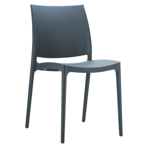 32" Gray Resin Solid Weather Resistant Outdoor Dining Chair - IMAGE 1
