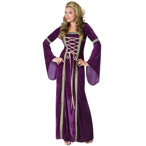 Purple and Green Women Adult Renaissance Lady Halloween Costume - Large - IMAGE 1