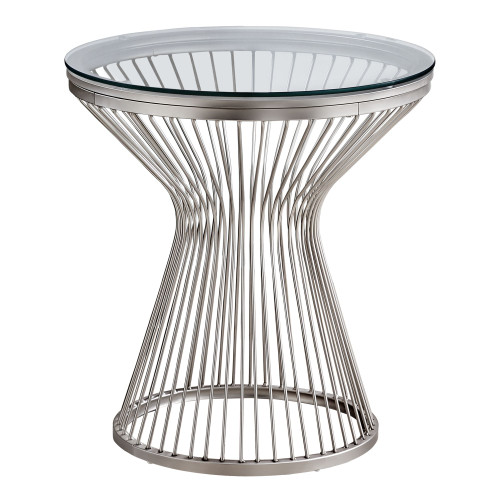 24.5" Silver Contemporary Round Accent Table - IMAGE 1