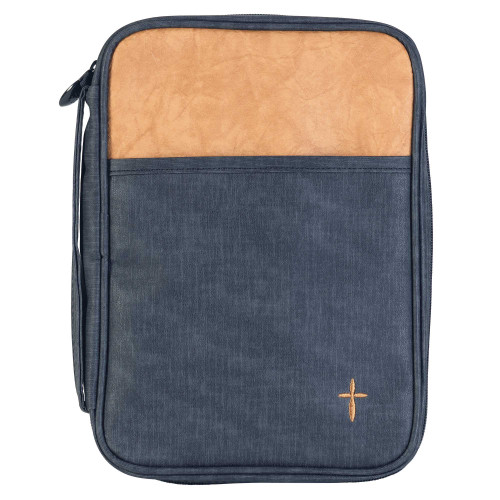 Embroidered Cross Bible Cover with Zipper 11.5"- - IMAGE 1