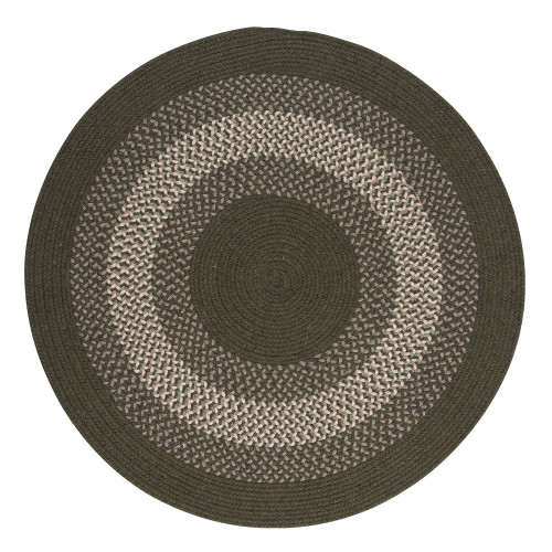 11' Green, Brown and Beige Braided Round Reversible Throw Rug - IMAGE 1