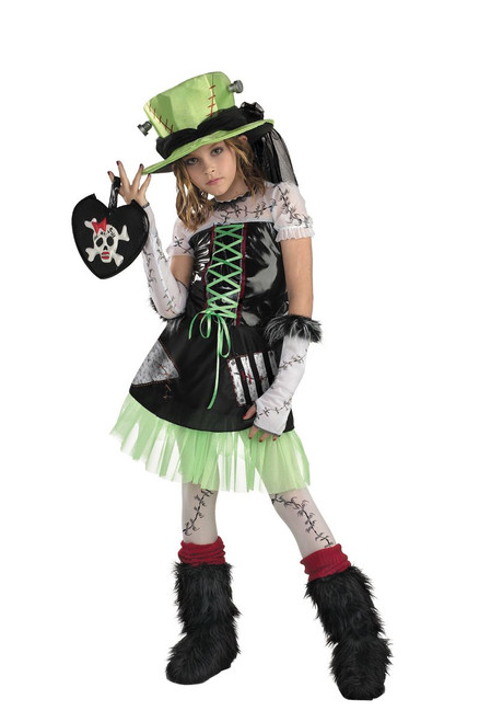 Black and Green Monster Bride Girl Child Halloween Costume - Medium - IMAGE 1