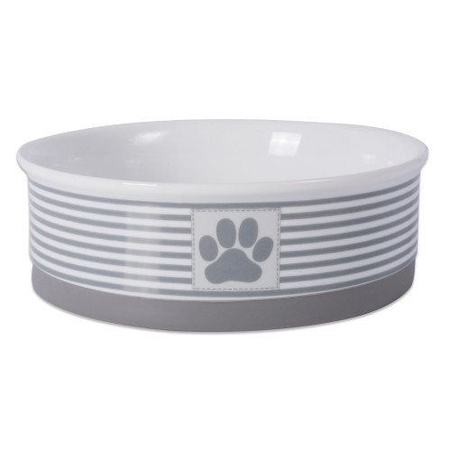 7.5" Vibrant Unique Nautical Lattice Gray Large Pet Bowl - IMAGE 1