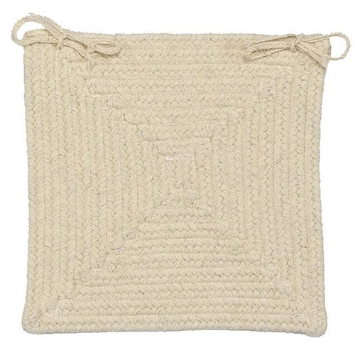 15" Solid White Handmade Braided Chair Pad - IMAGE 1