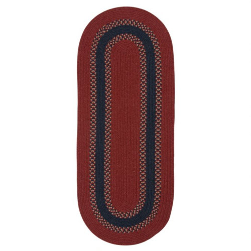 2' x 13' Red and Blue All Purpose Handcrafted Reversible Oval Area Throw Rug Runner - IMAGE 1