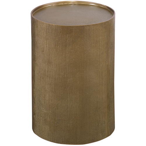 18" Antique Gold Modern Style Drum Shaped Accent Table - IMAGE 1