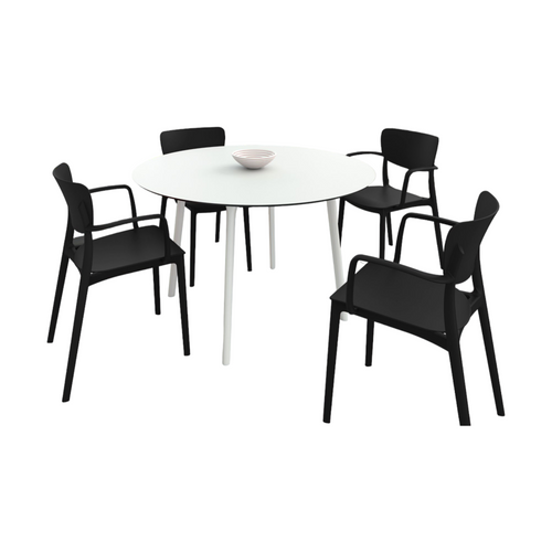 5-Piece Black and White Round Dining Set 47.5" - IMAGE 1