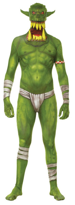 Green and White Orc Jaw Dropper Morphsuit Men Adult Halloween Costume - Large - IMAGE 1