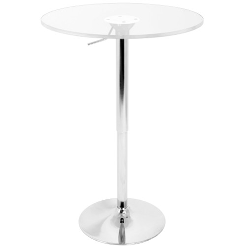 41”Clear and Chrome Acrylic Adjustable Bar Table - IMAGE 1