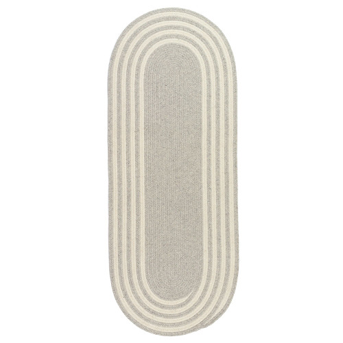 2' x 7' Gray and White All Purpose Handcrafted Reversible Oval Area Throw Rug Runner - IMAGE 1